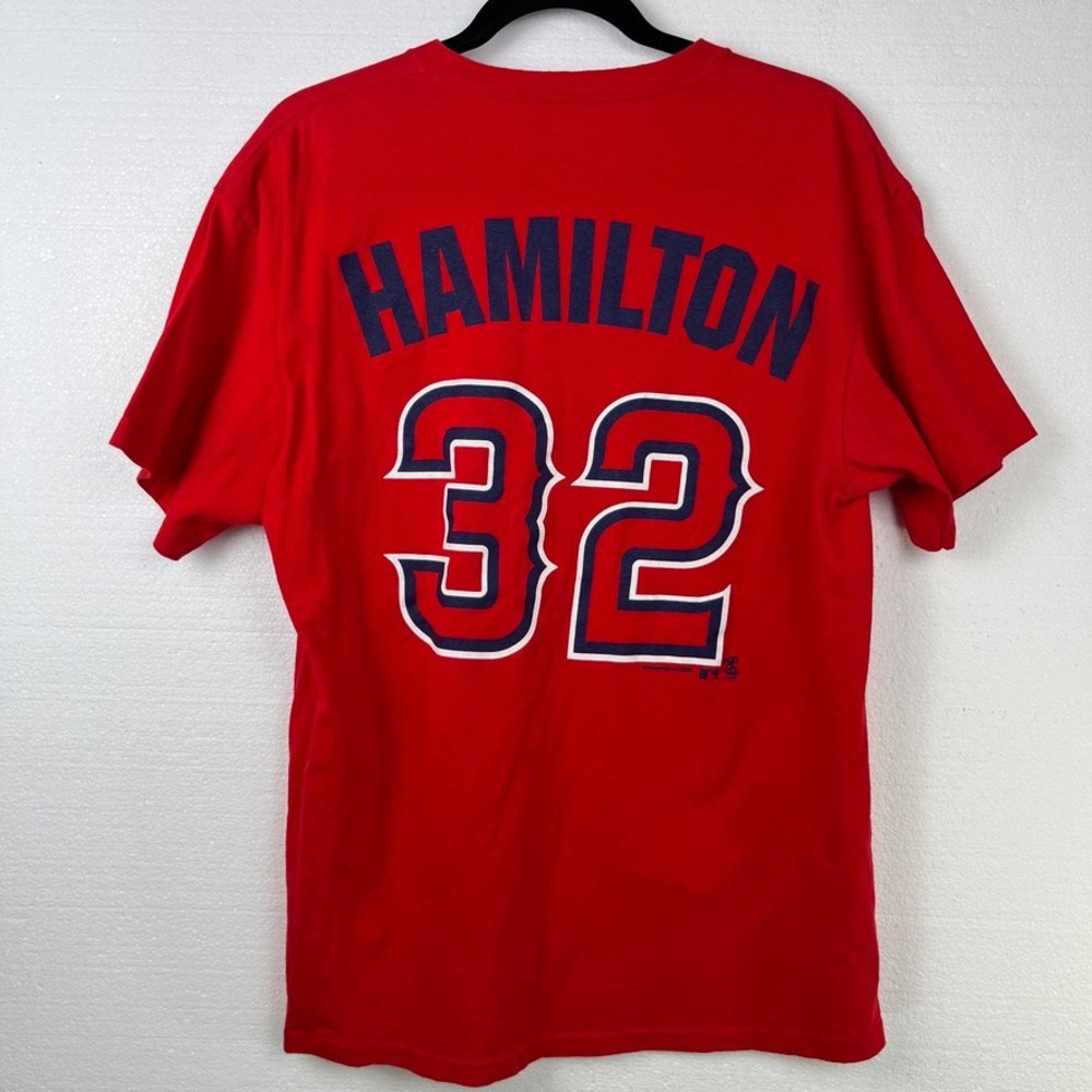 MLB T-Shirt Mens‎ Large Red Josh Hamilton #32 Los Angeles Angels - Picture 3 of 7
